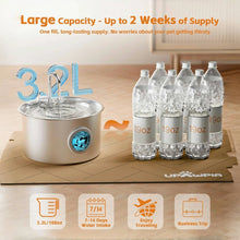 Fontaine à eau pour chat en acier inoxydable, abreuvoir automatique pour animaux de 3,2 litres pour chiens et chats d'intérieur avec filtres remplaçables