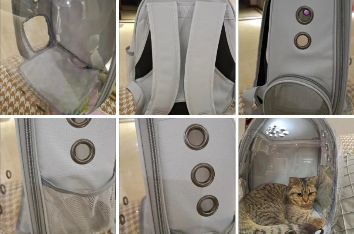 Pet carrying bag space  Space capsule dual-shoulder backpack  Breathable transparent backpack  Cat and dog transportation bag