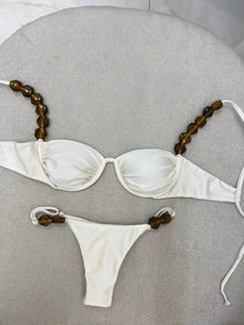 Golden Printed High Waist Bikini Set Push Up Swimsuit Women