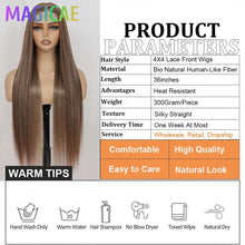 Magicae 36 Inch 4x4 Lace Front Wig Chestnut Brown Ombre