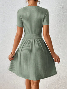 Fashionable Solid Color Ribbed Knit A Line Dress For Women