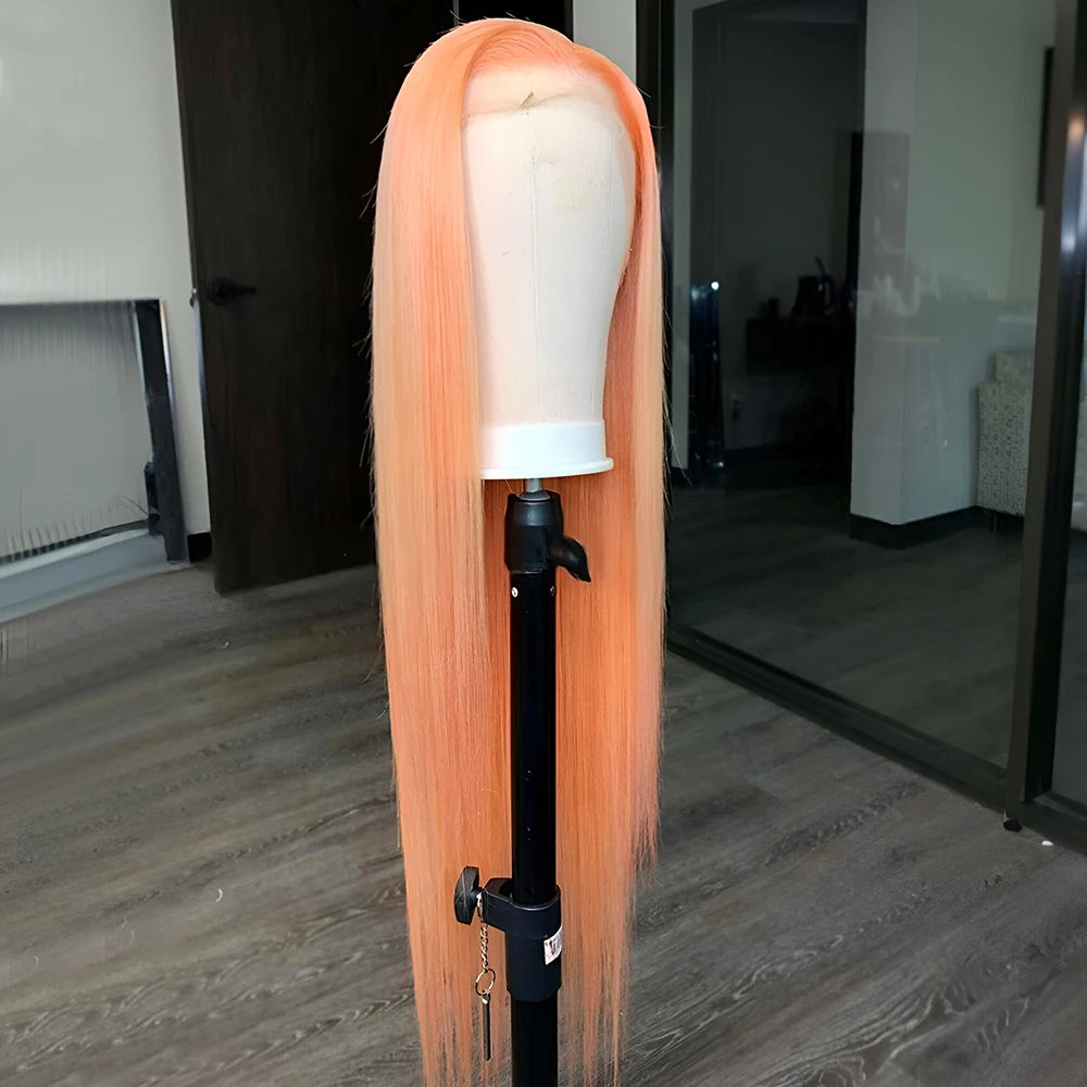 Light Orange Synthetic Lace Front Wig Glueless Daily Wear