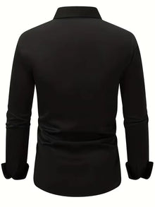 Summer New Men's Long-Sleeve Shirt Business Formal Wear Breathable Lightweight Long-Sleeved Top for Daily Work
