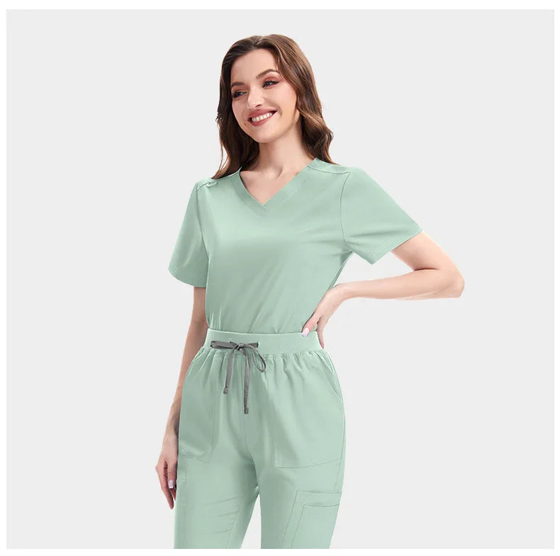 New Slim Fit Women Scrubs Sets Woman Medical Uniforms Nurses Accessories Clinic Beauty Salon Spa Pet Shop Workwear Clothing