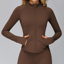 Women Stand Up Collar Zip Jacket Yoga Long Sleeve Gym Wear