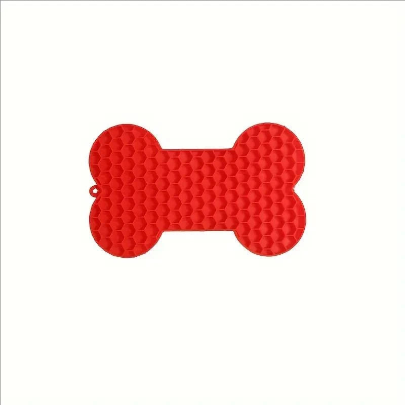 Bone Shape Silicone Licking Pad Pet Dog Peanut Butter Slow Food Bowl Eating for Cats Dogs Feeder Feeding Lickmat