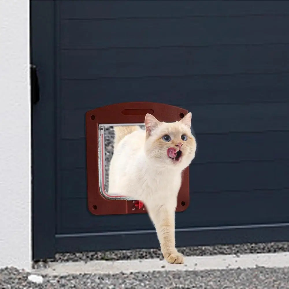 Pet Door 4 Way Locking Large Dog Cat Door Flap Install in Interior and Exterior Doors Weatherproof Pet Door for Wooden PVC Door