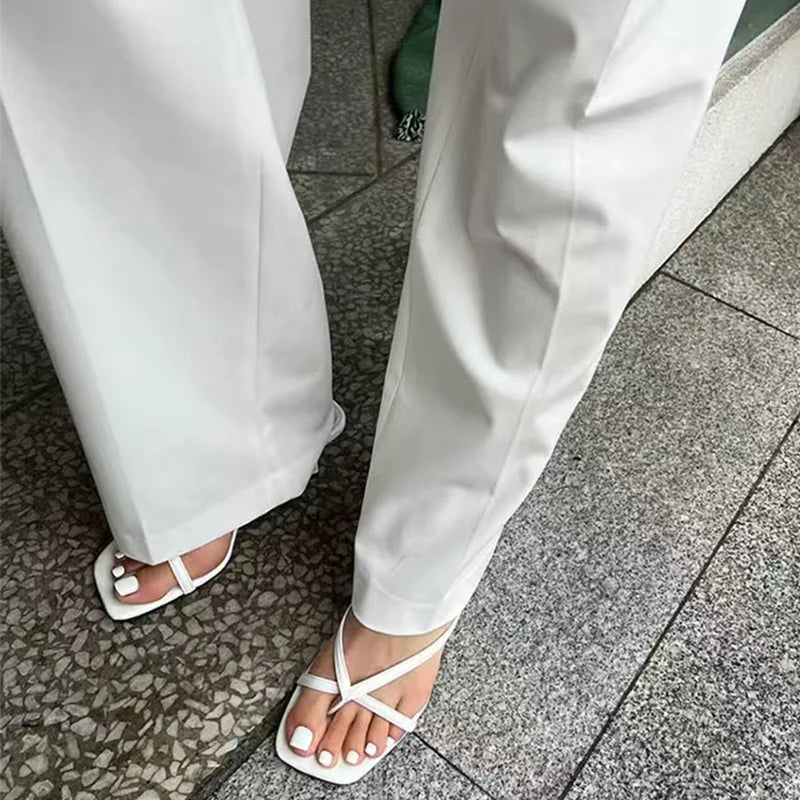 2026 Summer Women Clip Toe Slippers Fashion Dress Slide Shoes Ladies Elegant High Heel Footwear