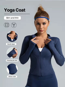 Women Slim Fit Stand Collar Zip Up Yoga Jacket Quick Dry