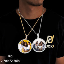 Hip Hop Jewelry Bling CZ Memorial Picture Frames Necklace Personalization Photo Custom 26/35/45/68.5MM Circle Medallions Pendant