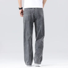 Men's Loose Jeans Summer Fashion Drape Soft Fabric Ultra Thin Pants Wide Legs Ice Silk Lyocell Business Straight Denim Trousers