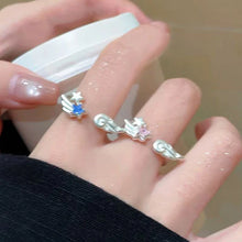 Sweet Angel Wing Star Open Ring for Women Exquisite Romantic White Finger Ring Vintage Creative Cute Versatile Jewelry Wholesale