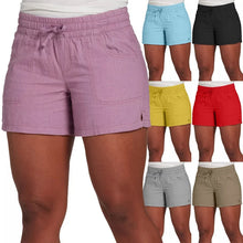 2023 S-5XL Fashion Women Summer Casual Solid Color Elastic Waist Lace Up Split Shorts Casual Short Pants
