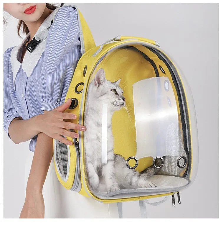 Pet carrying bag space  Space capsule dual-shoulder backpack  Breathable transparent backpack  Cat and dog transportation bag