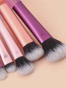 10pcs Pink Makeup Brush Set for Beginners Mini Portable Foundation Eyeshadow Brushes with Crystal Handle Includes Brush Pouch