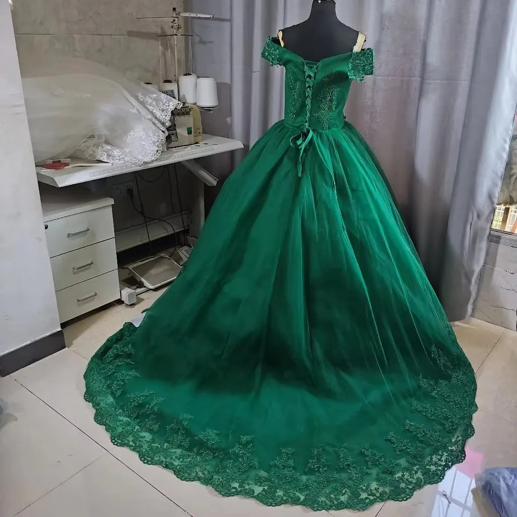 Y&M Novias Off Shoulder Plus Size Vestido De Noiva 2026 New Wedding Dress Train or Floor Customized large Bridal Tulle Mariage