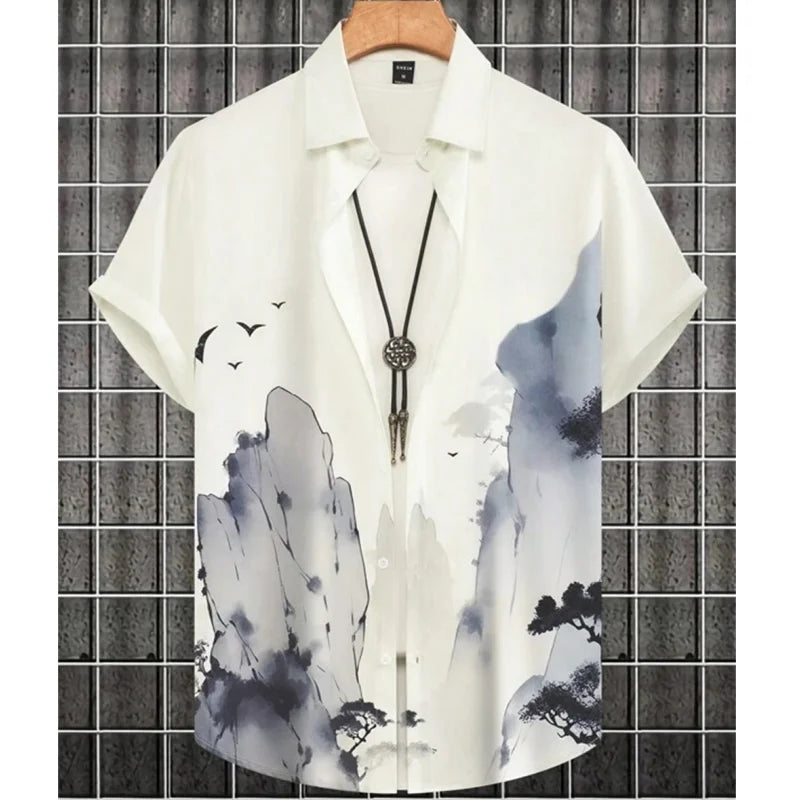 Simple Men'S Shirt 3d Printed Retro Fashion Top Loose Oversized Wear Every Day Casual Short Sleeved Shirt Comfort Men'S Clothing