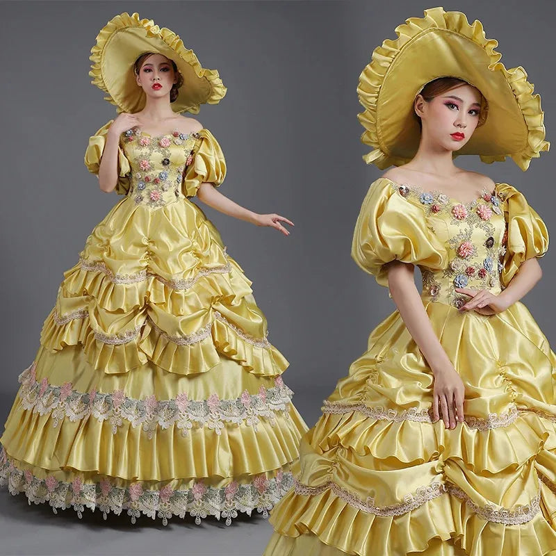 18th Century Women Marie Antoinette Dresses Long Victorian Rococo Gowns Historical Theater Clothing