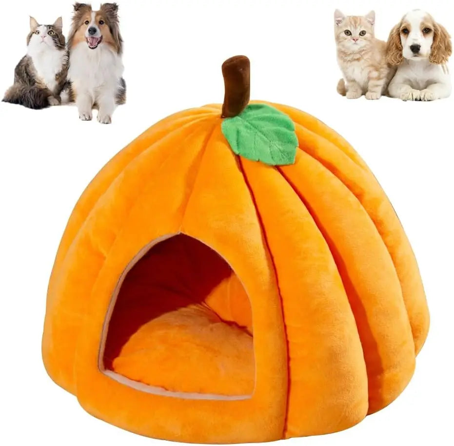 Indoor cat bed, cute pumpkin shaped cathole bed, cattentwithdetachablemat, cathouse, dog house, rabbit house, warm sleeping bed