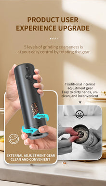 1 pièce/2 pièces mini moulin à poivre automatique rechargeable par USB, moulin à sel et à poivre à mouture réglable pour épices de cuisine