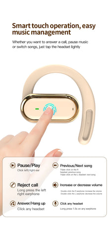 Wireless Headphone Bluetooth Headset Smart Adjustable Touch Sports Waterproof Earbuds Stereo Music Earphone For All Smartphone