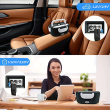 220V 110V 24V 12V 2 in 1 Electric Heating Lunch Box Car Truck Office Food Heater Stainless Steel Food Warmer Container Black Set