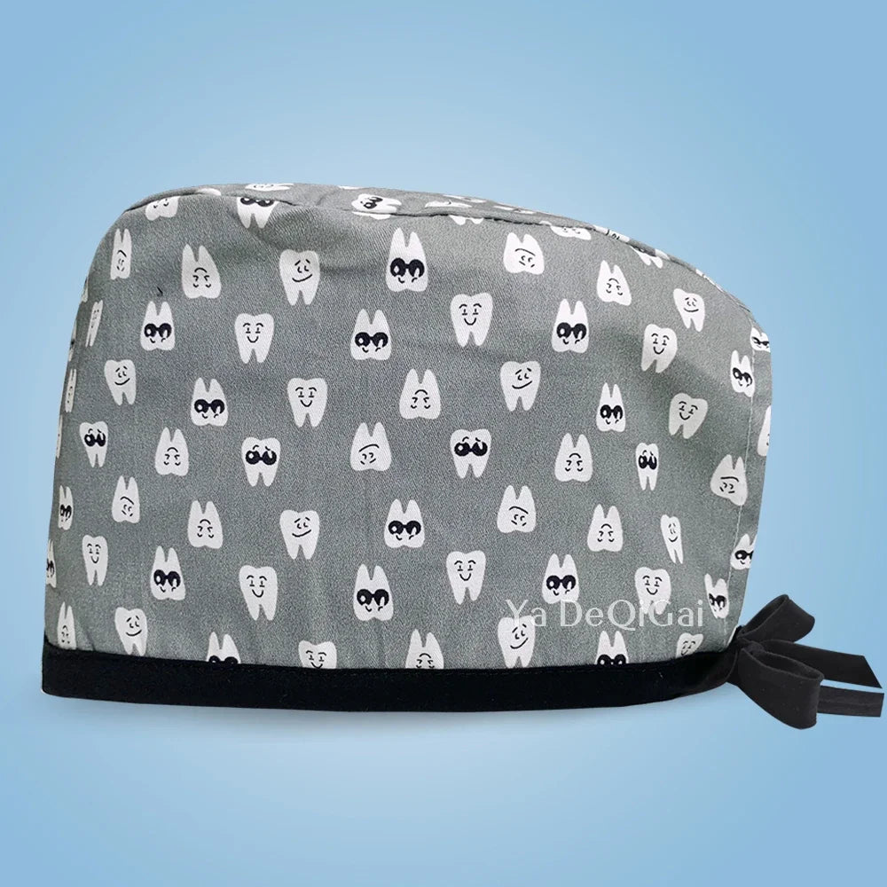 Cartoon Print Medical Scrub Hat Hospital Doctor Work Caps Health Worker Scrub Cap Pet Clinic Nurse Beautician Nursing Scrubs Hat