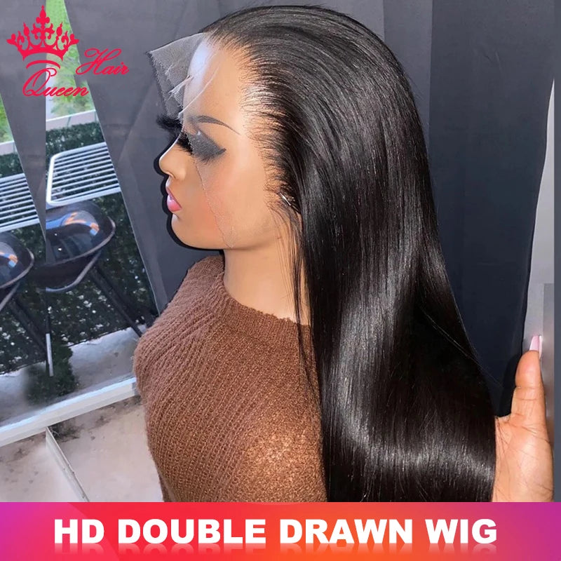 Queen Hair Bone Straight Real HD Lace Double Drawn FULL END Vietnamese Raw Hair Straight Pre Plucked Frontal Closure Wig