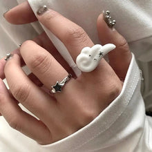 Y2K Wings Star Wings Set Korean Angel Wings Five-Pointed Star Design Open Ring For Women Men Punk Gothic Ring Adjustable Rings