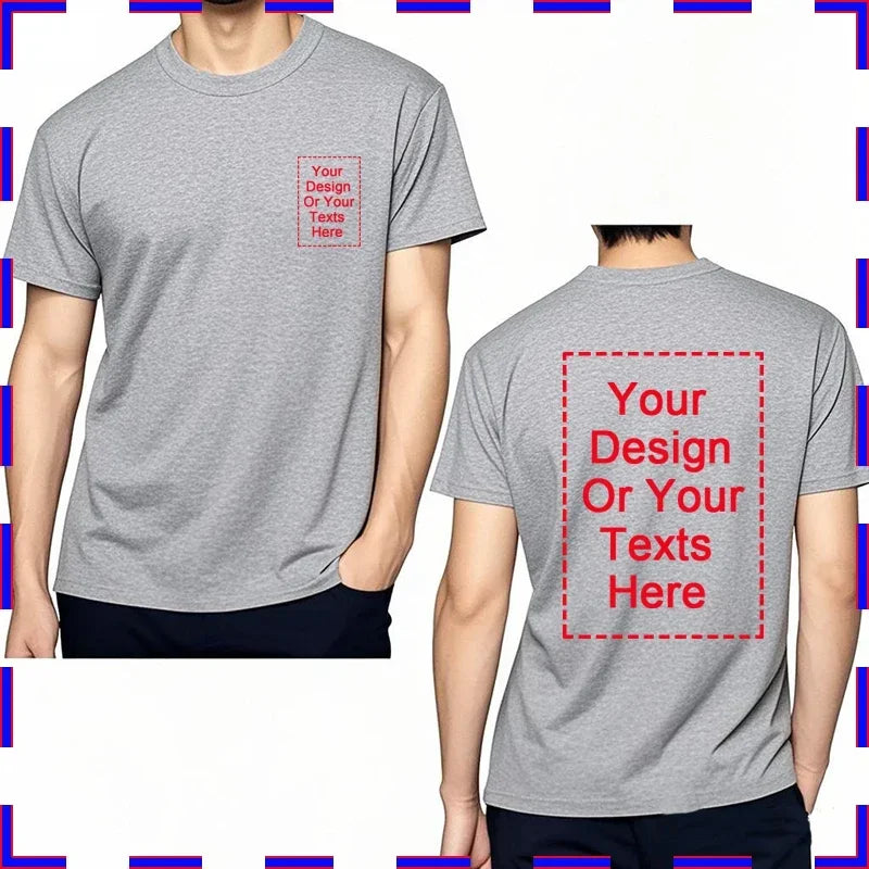 Customized Tee Shirt Your Text Here Premium Cotton Comfortable Men Tshirt Bigger Size O Neck Fashion Perfect Gift summer tees
