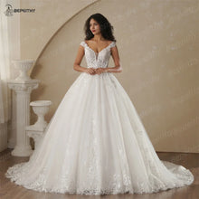BEPEITHY Customized V Neck Cap Sleeves Princess Wedding Dresses For Women 2025 Spring Lace Boho Bridal Gown Vestidos De Novias