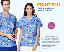 ANNO Hospital Staff Scrubs Top Medical Sanitary Nursing Uniform Dental Clinic Print Beauty Caregiver Coveralls