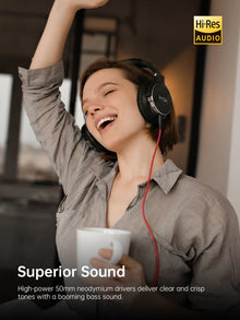 Oneodio EKSA P100 3.5/6.35mm Wired Studio HiFi Headphones Over Ear Professional Hi-Res DJ Monitor Headset With Mic For Guitar