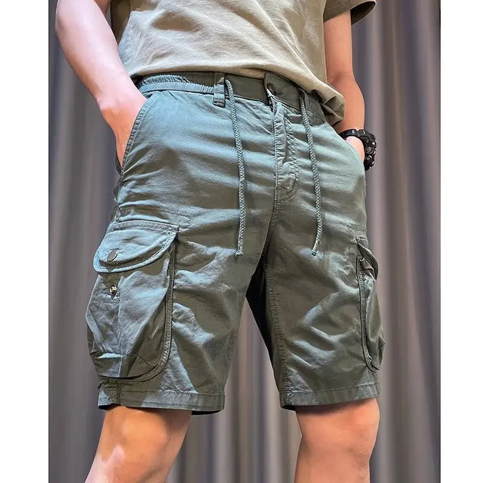 Shorts cargo homme à grandes poches, pantalon de travail décontracté, coupe ample, short style streetwear, tenue de sport pour homme avec cordon de serrage