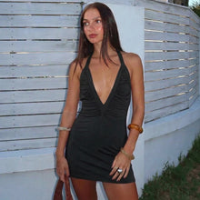 Talenza Women Summer Dress Fashion Sexy V-neck Pleated Backless New Dress Elegant Luxurious Party Vacation Women's Casual Dress