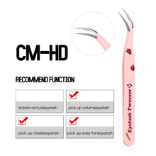 GEMERRY Eyelash Pink Strawberry Stainless Steel Superhard Tweezers For Lash Extension High Precision Anti-Static Makeup Tweezer