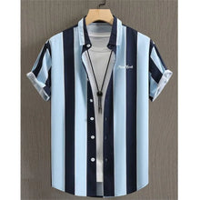 Summer Fashion 3D Print Striped Men's Shirts Basic GraphicsButton Short Sleeve Lapel Streetwear Hawaiian Blouse Shirts for Men