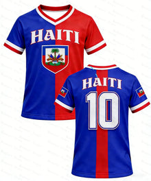 Summer Haiti Kids Soccer Tshirt Quick Dry Short Sleeve Football Tops National Flag Sports Shirt for Men's Shirts Woman t-shirts