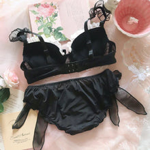 Wriufred girl underwear soft sexy cute black plaid lingerie underpants suit steel ring bra panty set push up women bra