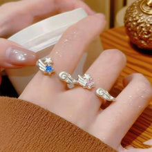 Sweet Angel Wing Star Open Ring for Women Exquisite Romantic White Finger Ring Vintage Creative Cute Versatile Jewelry Wholesale