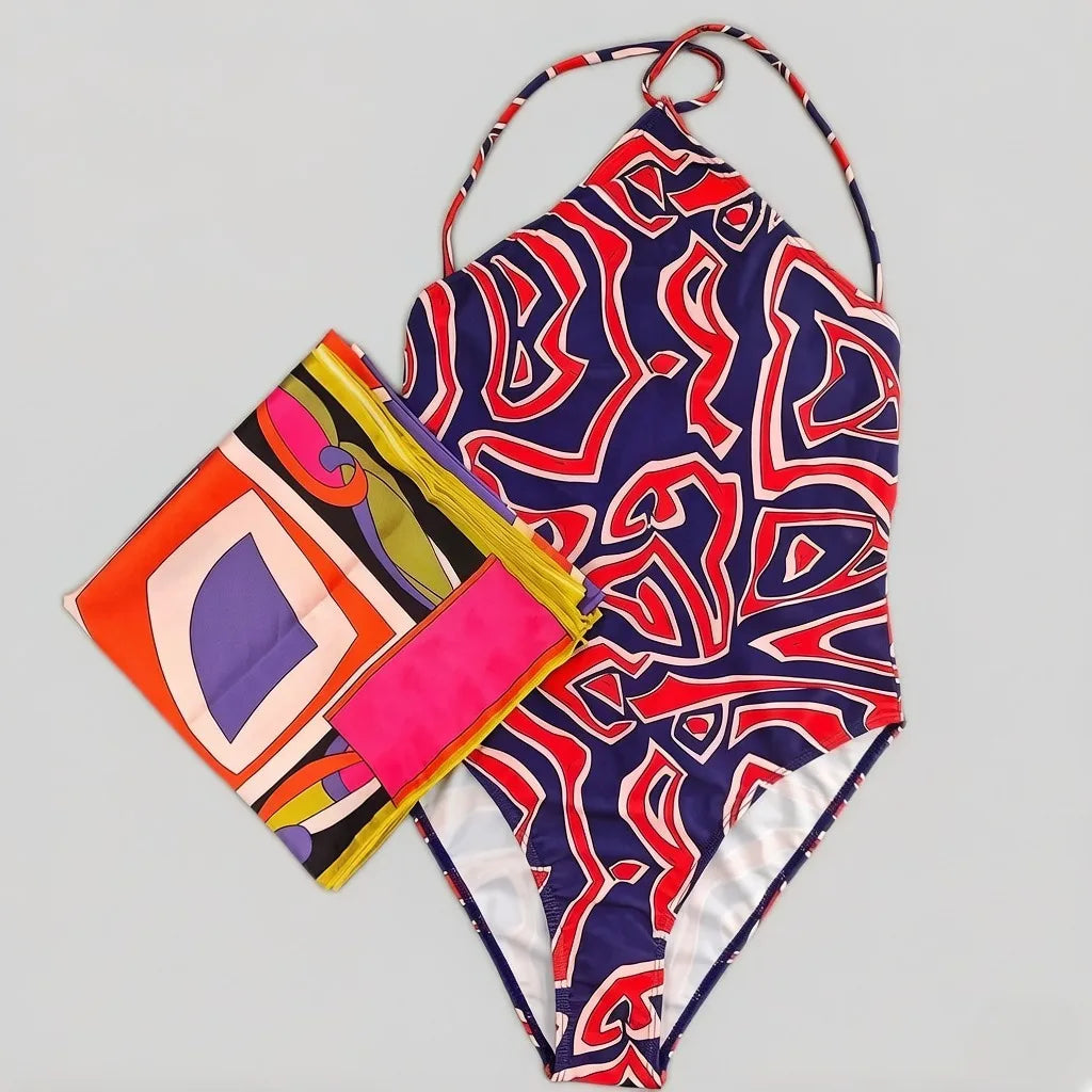 2026 Fashion Design Women's Red Scarf Sling Swimsuits Classic Brand Lady Scarf Bikini Sets with Letter Signature Logo