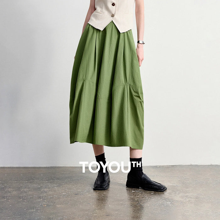 Jupe midi rétro TOYOUTH pour femme, coupe trapèze à détail fendus, nouvelle collection été 2026, jupe bouffante, tenue d'extérieur légère