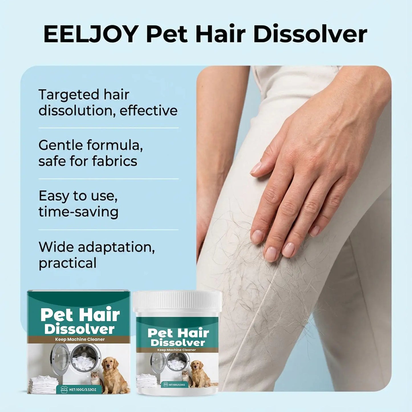 100g Pet Hair Dissolver Laundry Cleaner Washing Machine Hair Remover Detergent Additive Multipurpose Laundry Dog Hair Catch
