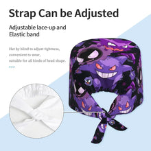 Working Caps For Unisex Women Gengar Nurse Hats Soft Comfy Work Scrubs Hat Casual Tie Back Custom DIY Medical Cap