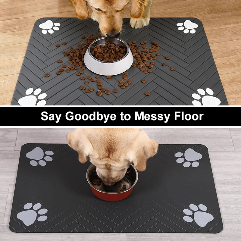 Pet Feeding Mat For Food And Water Bowl Absorbent Quick Dry Pet Placemat With Rubber Backing For Dog And Cat 3040/4050/4060 Cm