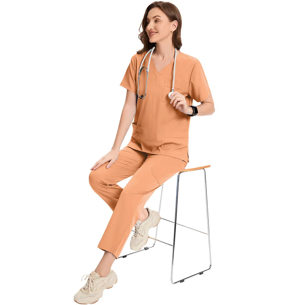 Slim Fit Medical Uniforms Women Scrubs Sets Male Doctors Hospital Nurses Accessories Dental Clinic Spa Salon Workwear Clothes