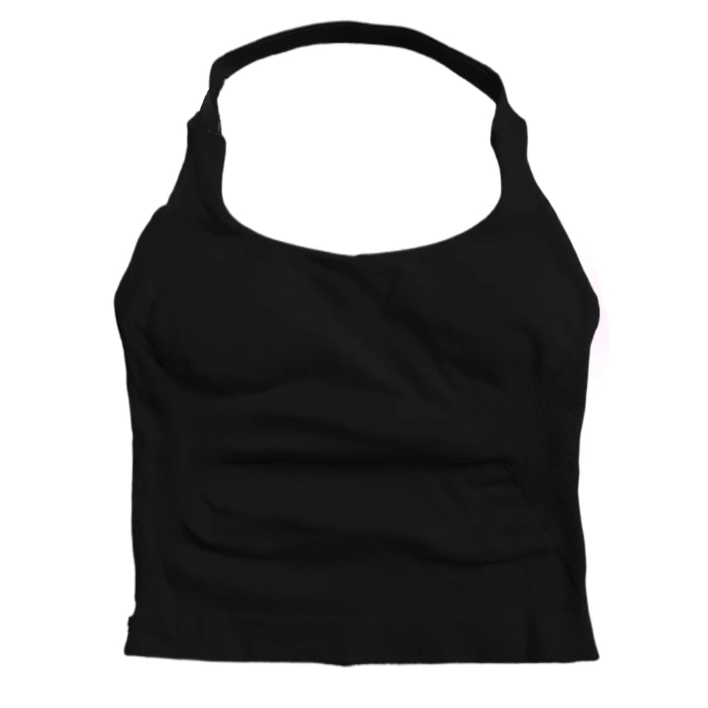 Women Backless Strappy Padded Seamless Sports Bra Gym Top