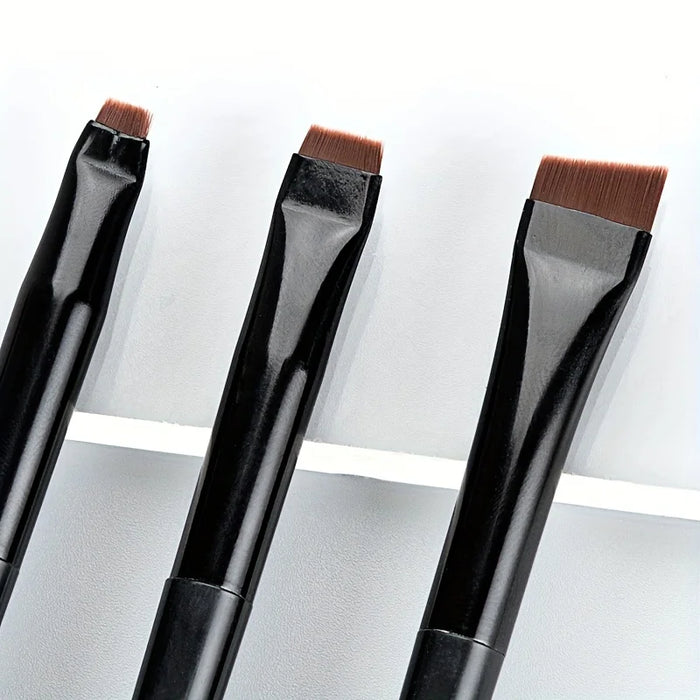 Ensemble de 3 pinceaux de maquillage, pinceau eye-liner biseauté, pinceau à sourcils oblique fin, pinceau eye-liner de contour ultra-fin, pinceau de maquillage pour fard à paupières