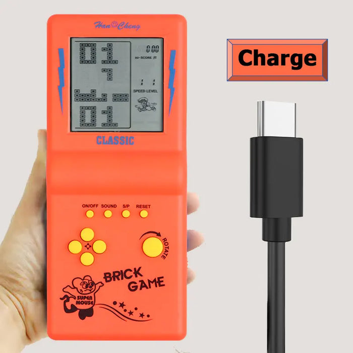Rechargeable Portable Pocket Game Console Type-C Charge Retro Handheld Game Player with Switch for Tetris Machine Puzzle Toys