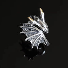 PANJBJ 925 Silve Wing Dragon Punk Ring for Women Girl Party Gift  Retro Hiphop Fashion Jewelry Dropshipping